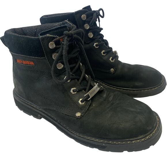 Harley Davidson Mens 9.5 Badlands Motorcycle Boots Black Leather Riding Boot - Picture 1 of 9